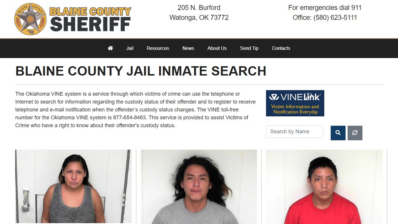 Inmate Search - Blaine County Sheriff's Office Oklahoma Watonga, OK